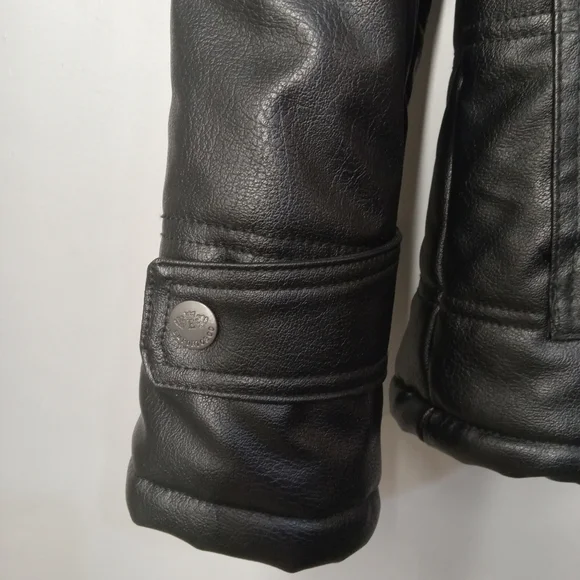 Emporio & co Men's Black Faux Leather Jacket with Cream Collar Size XL NWT - Picture 8 of 15